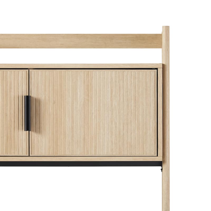 Walker Edison Reeded Desk with Hutch and Outlets