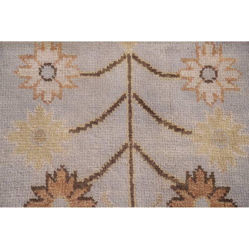 Hand Knotted Oriental 100% Wool Carpet Transitional Geometric Greys & Charcoal Oushak Area Rug - 11' 10'' X 9' 0''