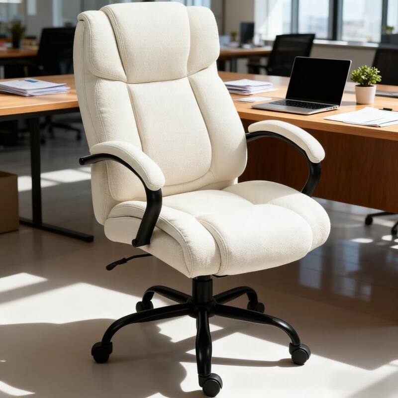 Executive Office Chair - Plush Padding, Adjustable & Rolling Wheels for Effortless Office Style