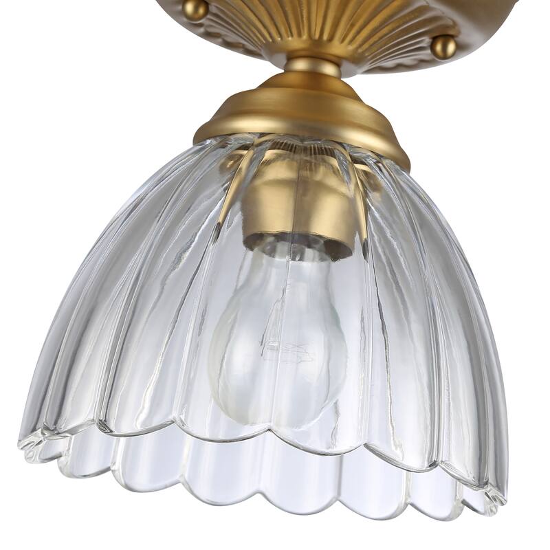 Golden Lighting Audra 1-light 7in Semi-Flush Mount in Brushed Champagne Brass - Brushed Champagne Bronze - 1-Light 7" Semi-flush