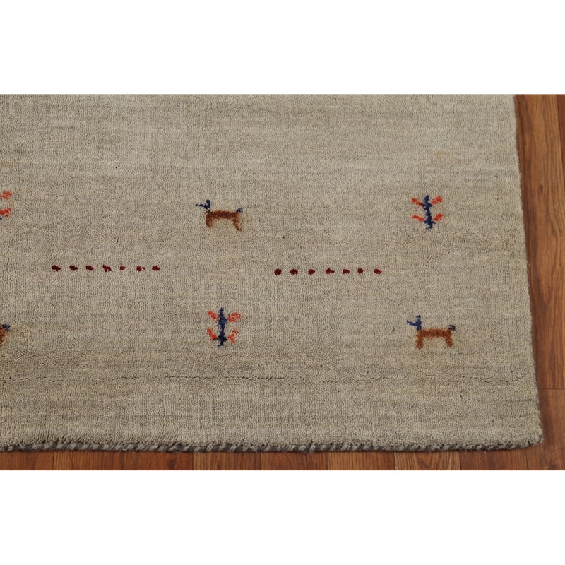 Little Animals Tribal Gabbeh Area Rug Hand-Knotted Wool Carpet - 4'7"x 6'6"