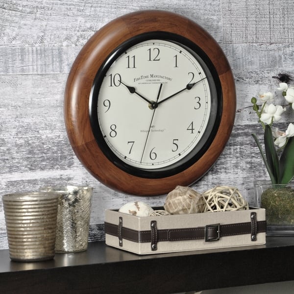 slide 2 of 6, FirsTime & Co. Walnut Round Wall Clock, American Crafted, Walnut, Walnut Wood, 11.5 x 2 x 11.5 in