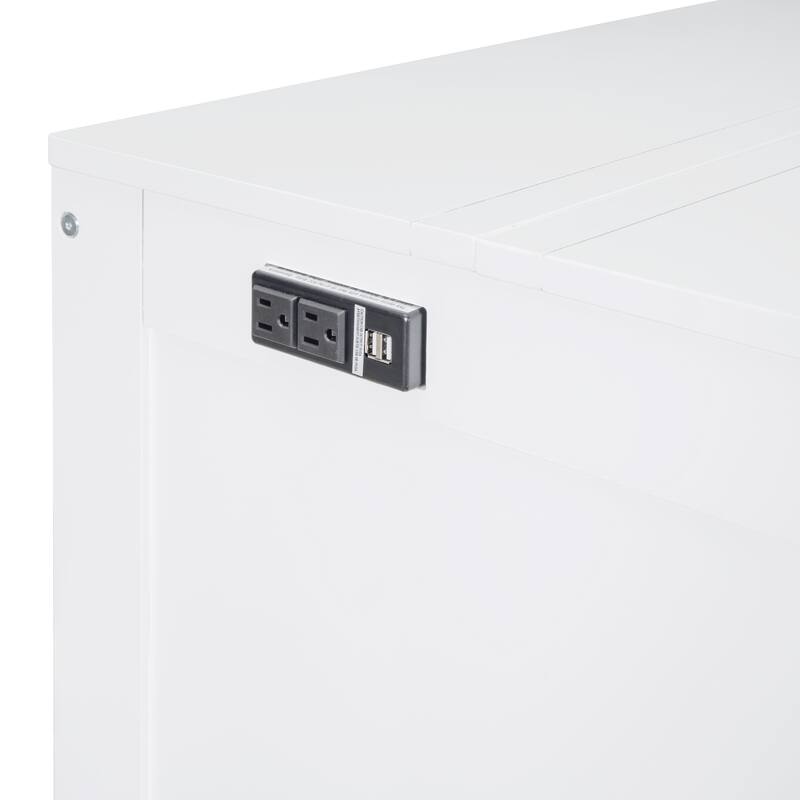 Murphy Bed Platform Bed with USB Port & Removable Shelves On Each Side