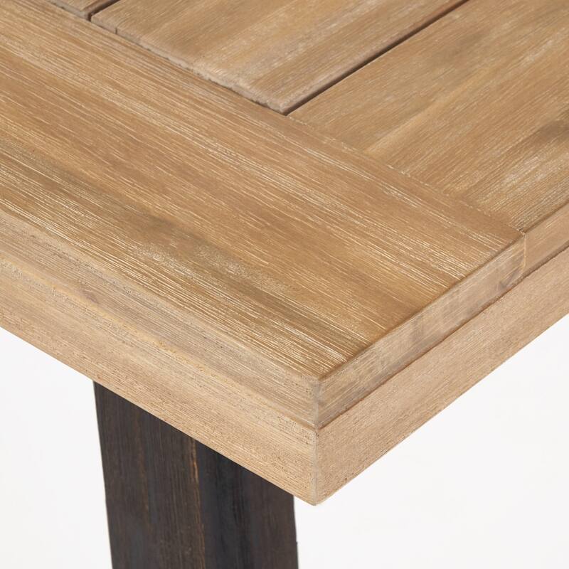 Acacia Wood Dining Table Slat Panel Design Weather Resistant Outdoor