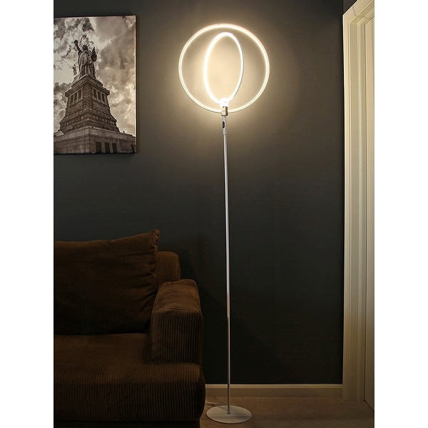 Brightech Eclipse 79 in. Platinum Silver Industrial 2 Light 3 Way Dimming LED Floor Lamp with 2 Height Adjustable Heads Bed Bath Beyond 35419223
