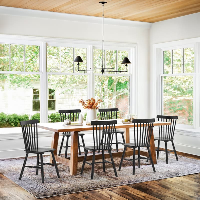 Coastal Set of 6/4/2 Windsor Solid Wood Dining Chairs Modern Wood Frame Side Chairs for Kitchen and Dining Room
