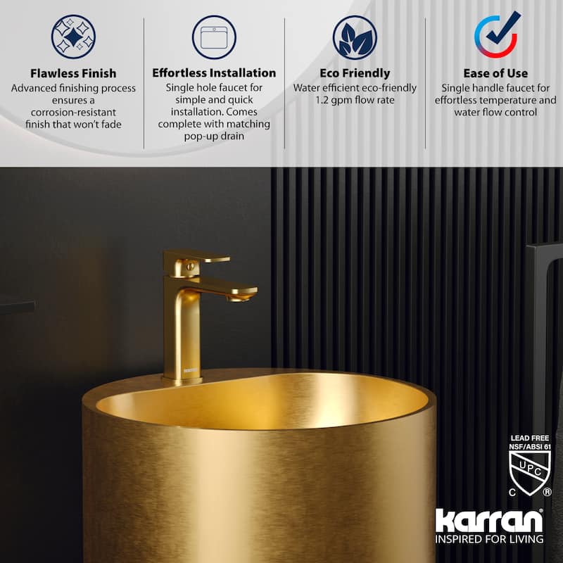 Karran USA KBF510 Venda 1.2 GPM Single Hole Bathroom Faucet
