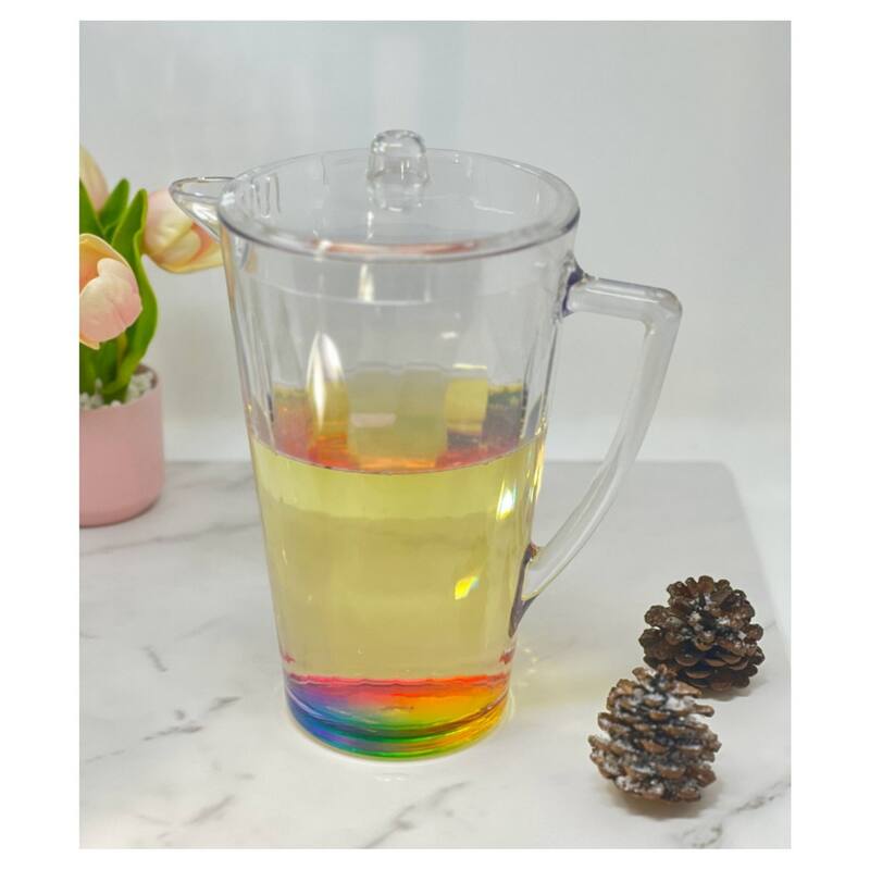2.5 Quarts Water Pitcher with Lid, Rainbow Design Unbreakable