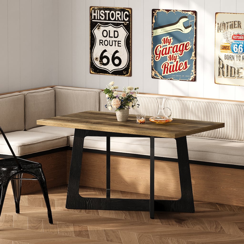 47 Inch Rectangle Kitchen Dining Table for 2-4, Sturdy Pedestal Base