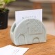 preview thumbnail 2 of 3, Novica Handmade Dapper Elephant Celadon Ceramic Card Holder