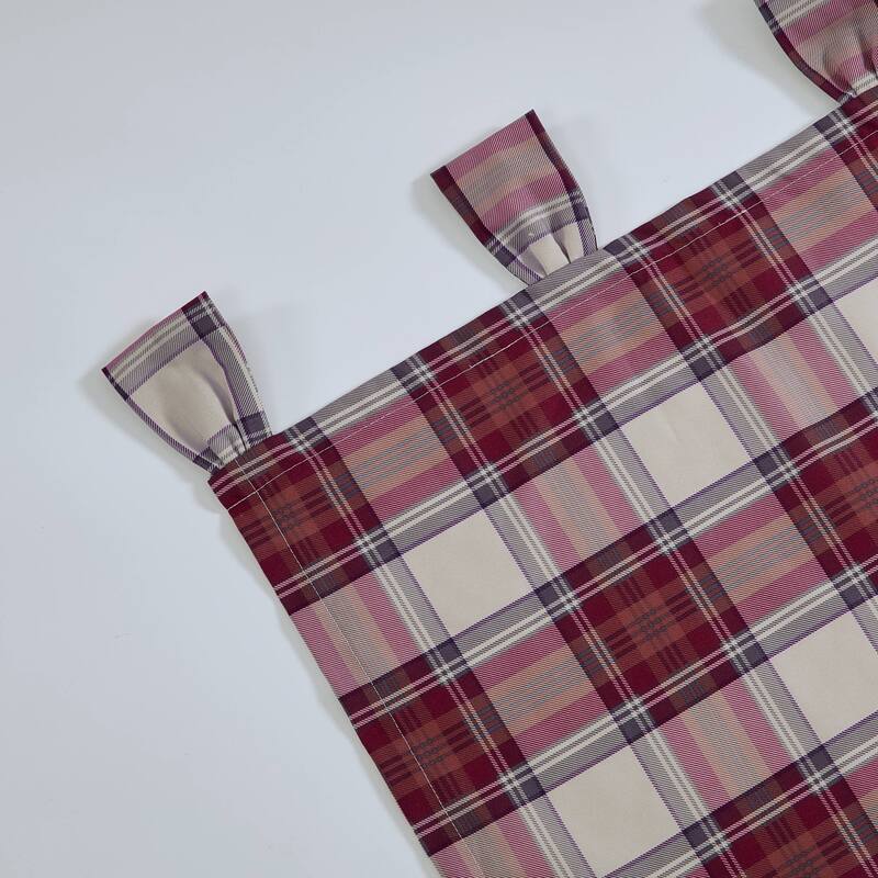Eddie Bauer Edgewood Plaid Red Tab Top Window Valance - 50 x 20