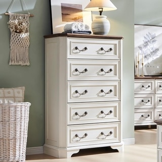 Farmhouse 5 Drawers Dresser, Wood Chest of Drawers, Dressers Organizer