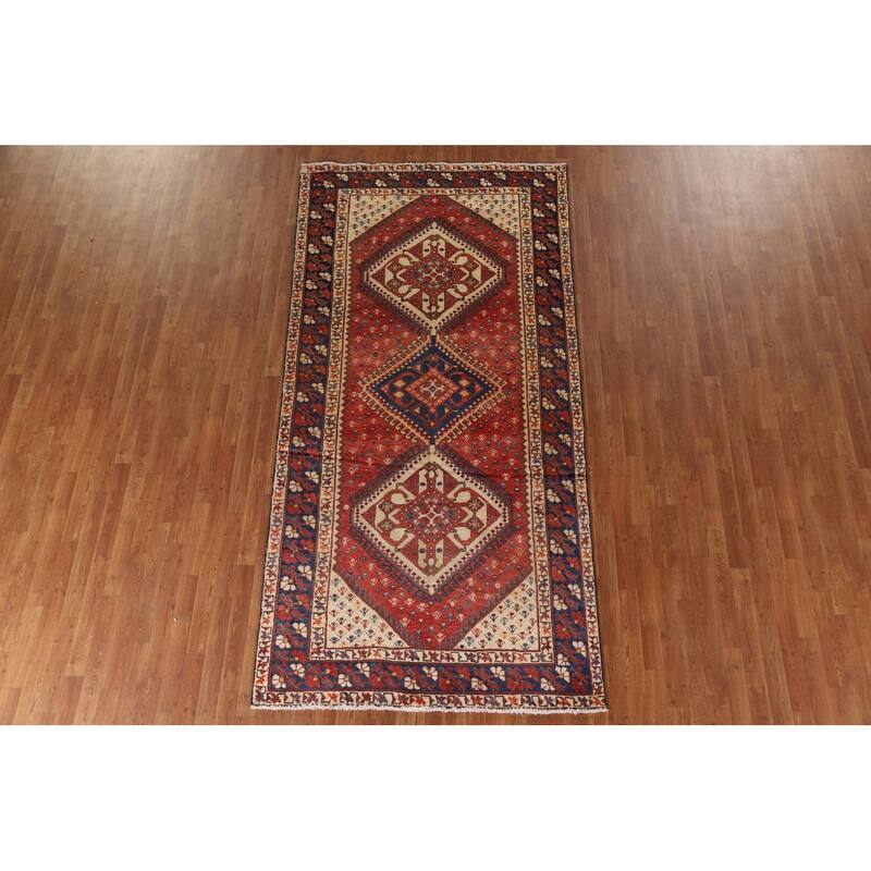 Traditional Bakhtiari Persian Vintage Area Rug Handmade Wool Carpet - 4'11"x 10'1"