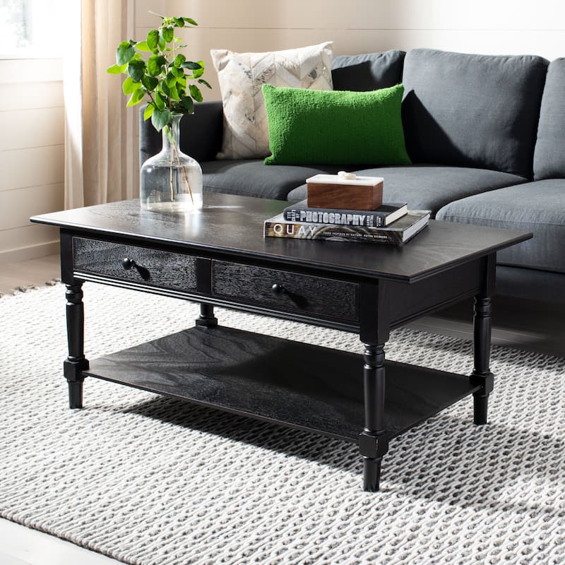 SAFAVIEH Cape Cod Black 2-drawer Coffee Table - 41.7" x 21.7" x 18.5" - 41.7" x 21.7" x 18.5" - Black - Wood