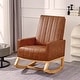 preview thumbnail 1 of 34, VECELO Upholstered Rocking Chair Padded Seat with Pocket and USB Port, Rocking Chair Nursery Rocker Brown