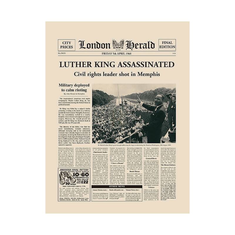 Luther King Assasinated (36 x 48) Canvas Art Print - Large