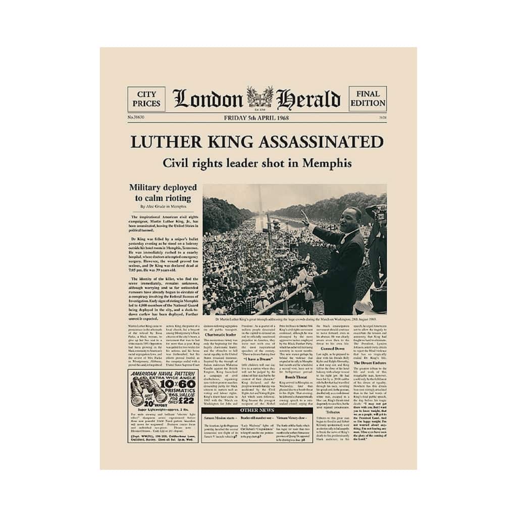 Luther King Assasinated (36 x 48) Canvas Art Print