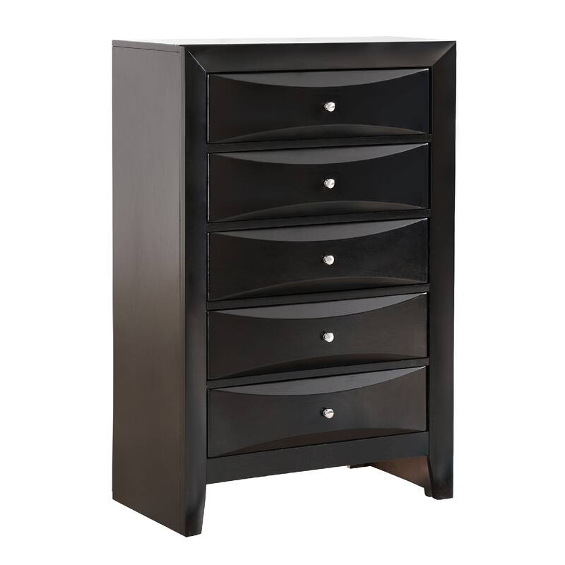 5-Drawer Wooden Bedroom Chest - 48" - Black