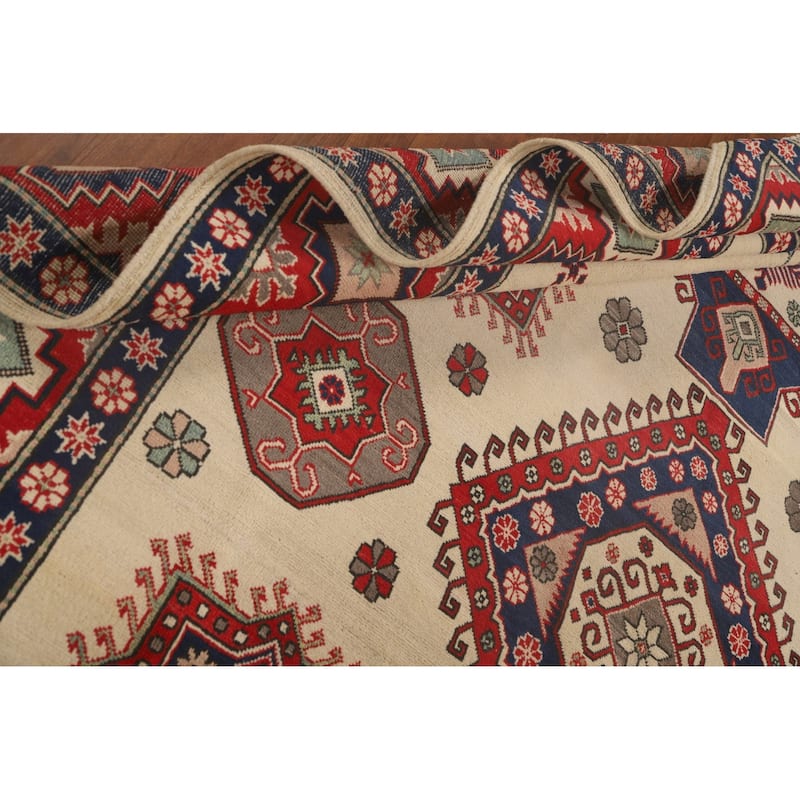 Kazak Oriental Area Rug Hand-Knotted Geometric Wool Carpet - 8'4"x 11'8"