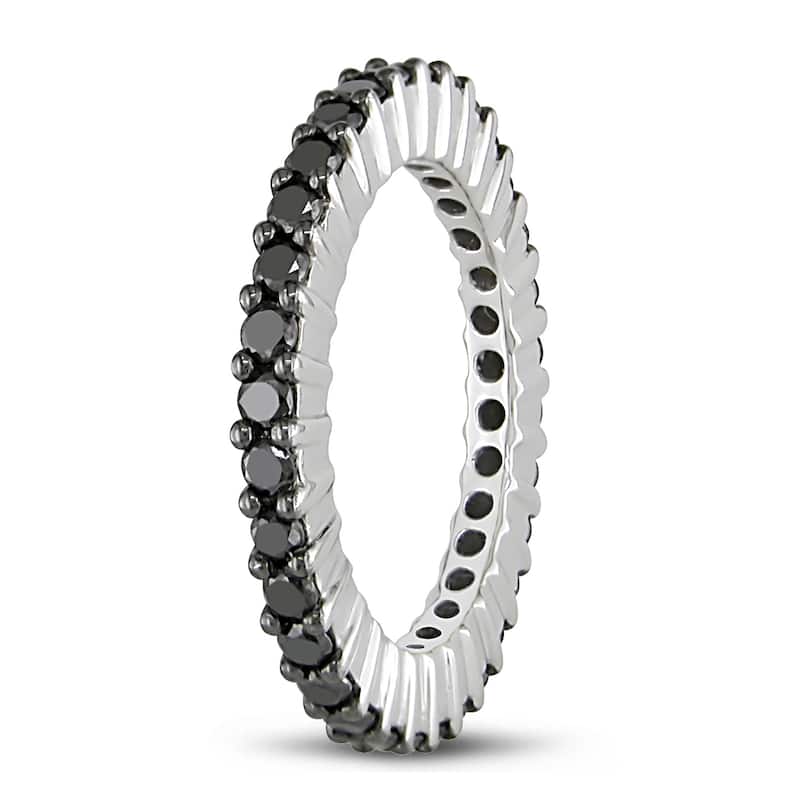 Miadora 1ct TDW Black Diamond Eternity Ring in 18k White Gold