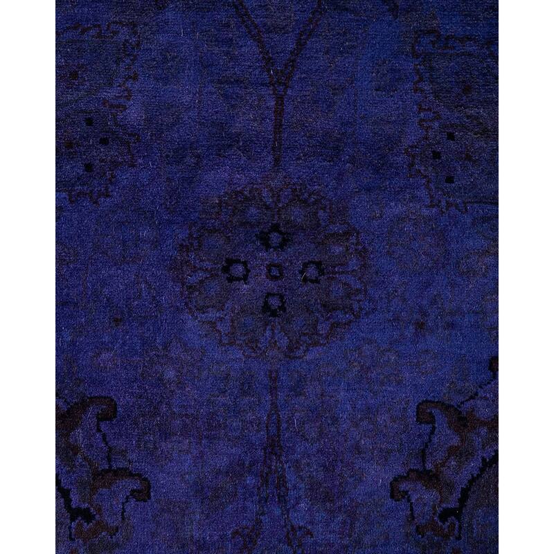 Fine Vibrance, One-of-a-Kind Hand-Knotted Runner Rug - Purple, 3' 1" x 8' 5" - 3' 1" x 8' 5"