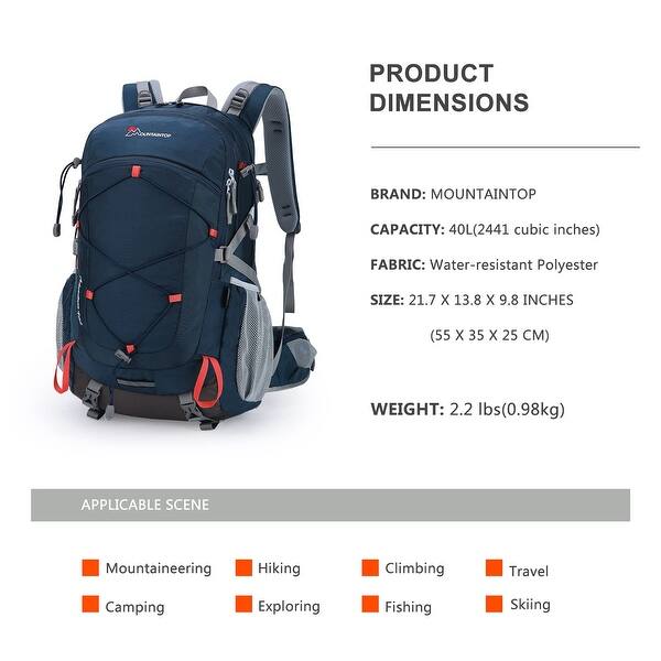 40L Hiking Backpack with Rain Covers for Backpacking, Camping, Cycling and  Traveling - Bed Bath & Beyond - 40365918
