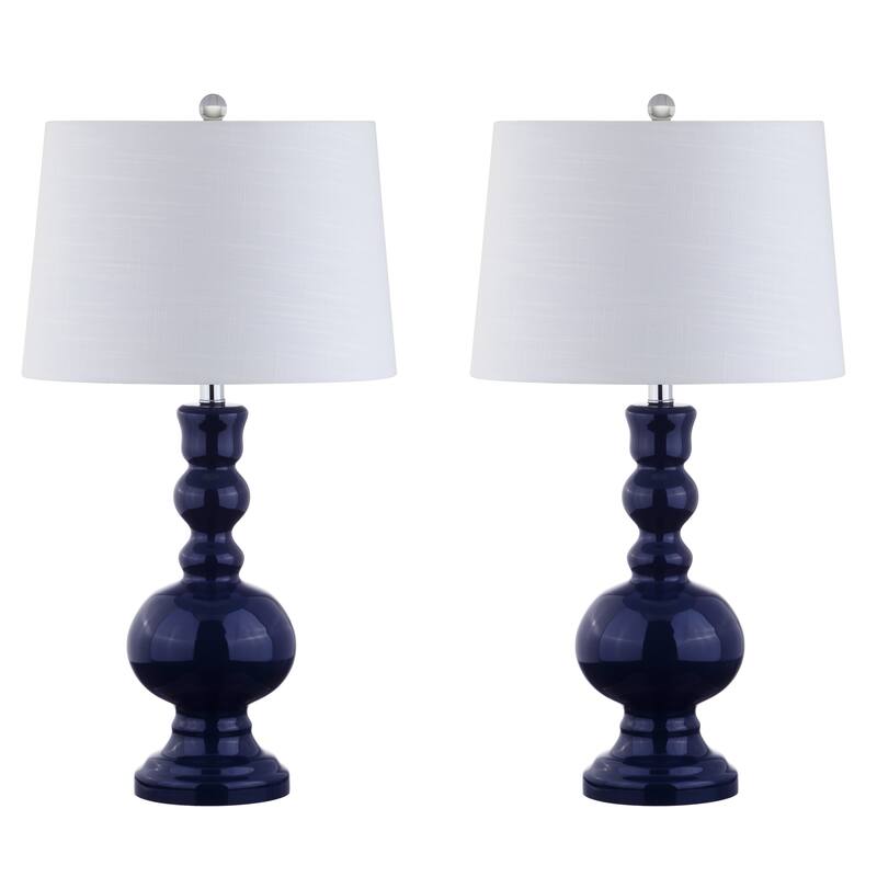 Stewart 28.5" Glass LED Table Lamp, Aqua (Set of 2) by JONATHAN Y