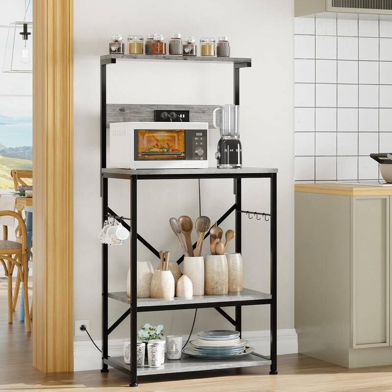 Futzca Kitchen Bakers Rack, Microwave Stand, Coffee Bar