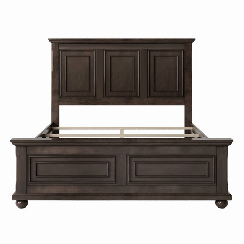 Traditional Pinewood Platform Bed with Slats Support