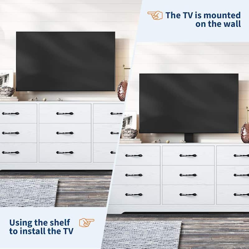 Modern 55" Media Console with 9 Drawers TV Stand with Mount for TVs Up to 85"