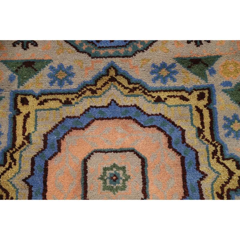 Hand Knotted Oriental 100% Wool Carpet Traditional Geometric Beige & Ivories Kazak Runner Rug - 8' 0'' X 2' 5''