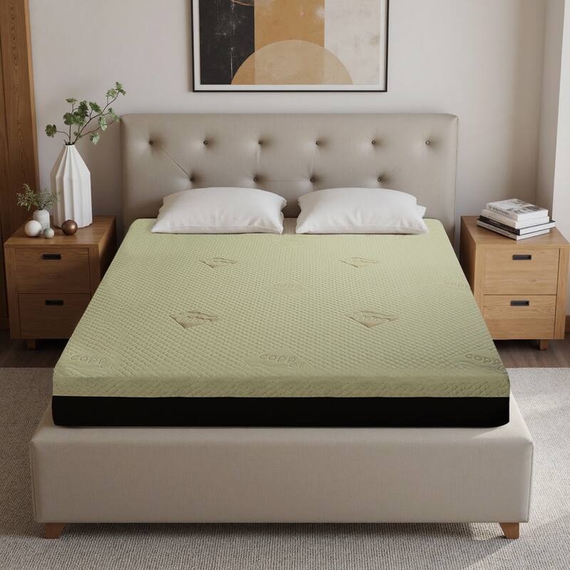 12-Inch Queen Mattress Copper Infused Cooling Gel Foam Bed, 7-Zone Pressure Relief, Air Layer Comfort Cover