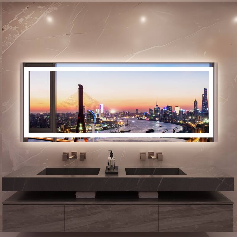 QuivaraView LED lights Frameless Wall Mounted Bathroom Vanity Mirror