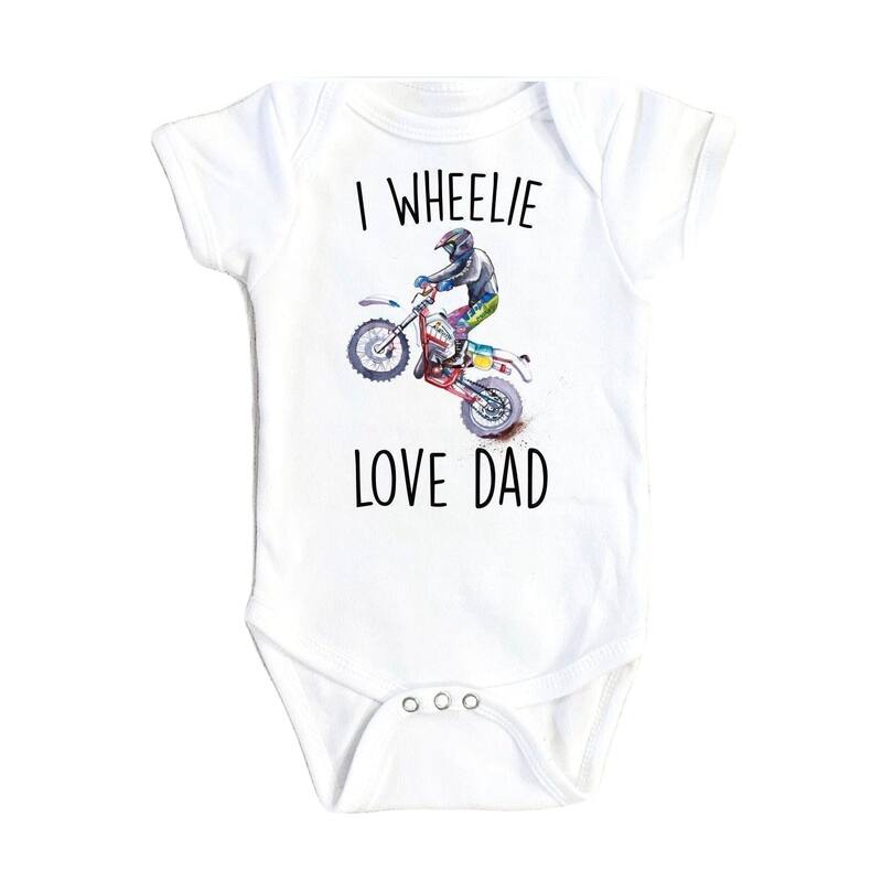 Dirt Bike Wheelie - Baby Boy Girl Clothes Infant Bodysuit Funny Cute Newborn - White - 3-6M