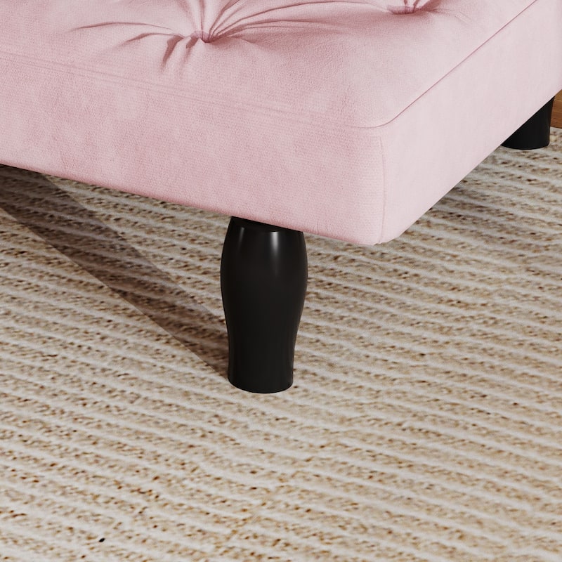 66" Pink Velvet Sofa Bed with Storage, USB-C Ports for Small Spaces