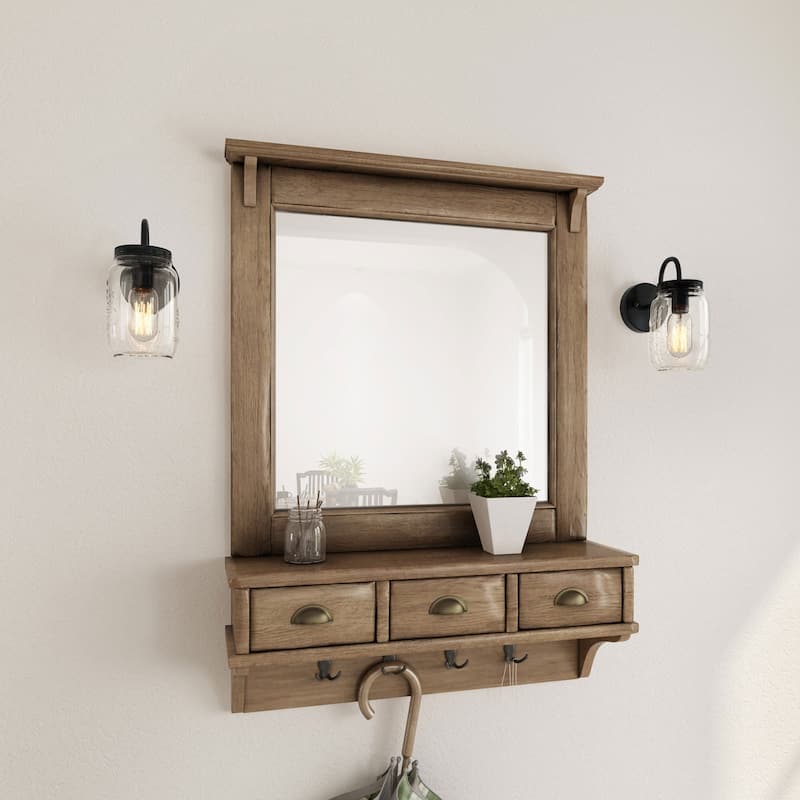Farmhouse 1-Light Wall Sconce Glass Shade Bathroom Vanity Lights