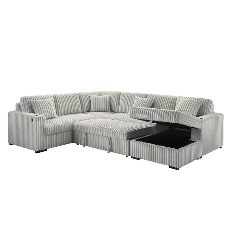 Best Quality Furniture 3-Piece Sectional with Storage Chaise