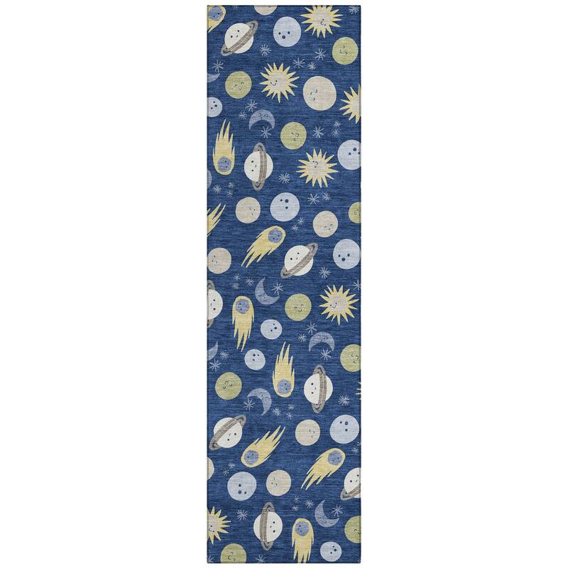 Machine Washable Indoor/ Outdoor Planets Comets Chantille Rug