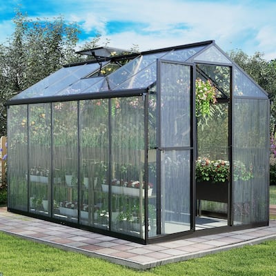 Aoodor 6' x 10' Polycarbonate Walk-in Greenhouse with Aluminum Frame and Roof Vent