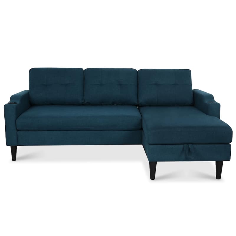 74.8" Fabric Sofa with Storage and Solid Wood Frame, 660lb Capacity