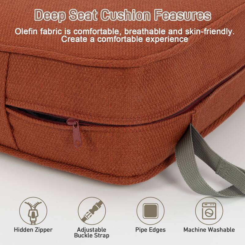 Aoodor 24'' x 24'' Outdoor Deep Seat Chair Cushion Set with Sponge Foam (Set of 2 Seats, 2 Backs, 2 Pillows) - 24"x24"