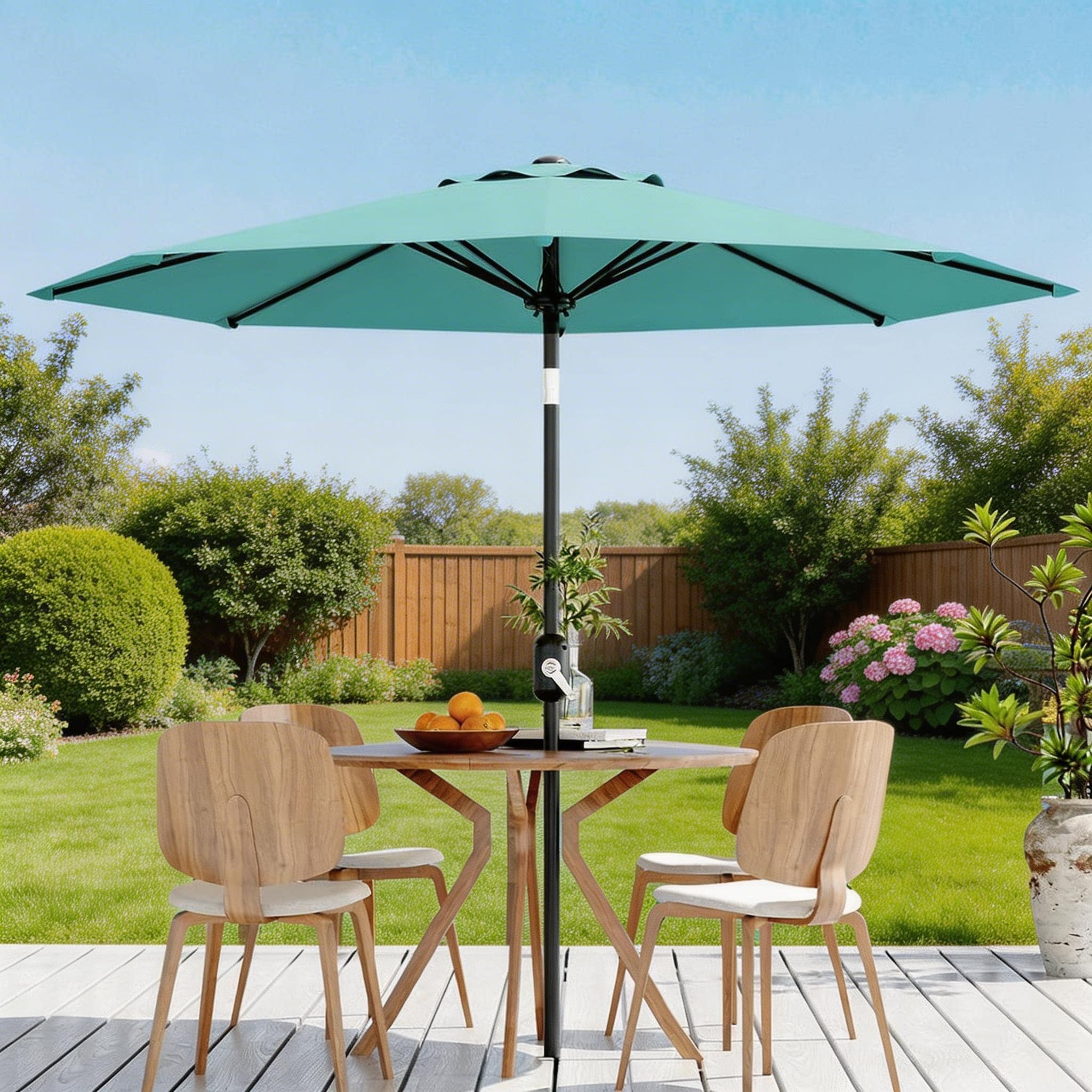 9 ft Outdoor Patio Umbrella, with Crank Lift & Push Button Tilt, UV Protection Waterproof