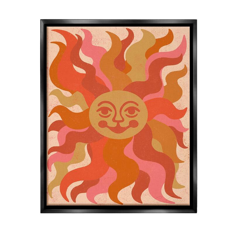 Stupell Celestial Smiling Sun Framed Floater Canvas Wall Art Design By Carrie Cantwell
