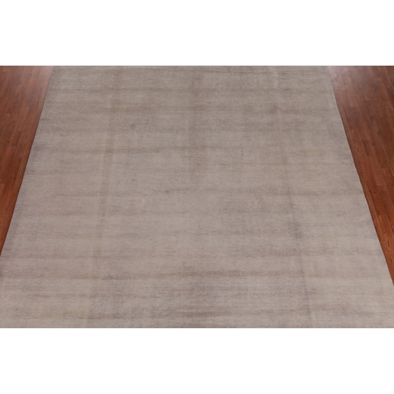 Vegetable Dye Taupe Gabbeh Persian Area Rug Hand-Knotted Wool Carpet - 10'0" x 12'11"
