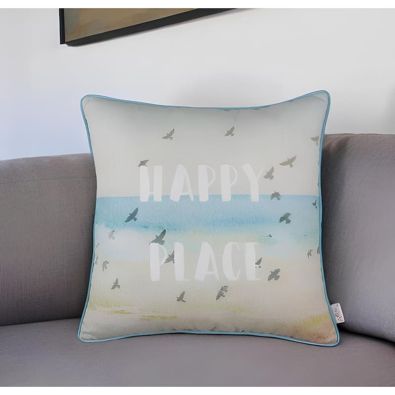 HomeRoots 18" Blue Square Decorative Throw Pillow Cover