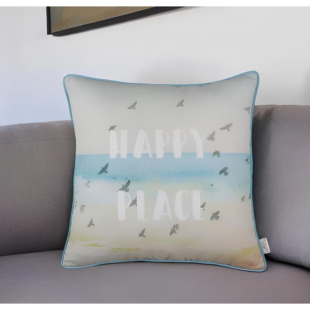 HomeRoots 18" Blue Square Decorative Throw Pillow Cover