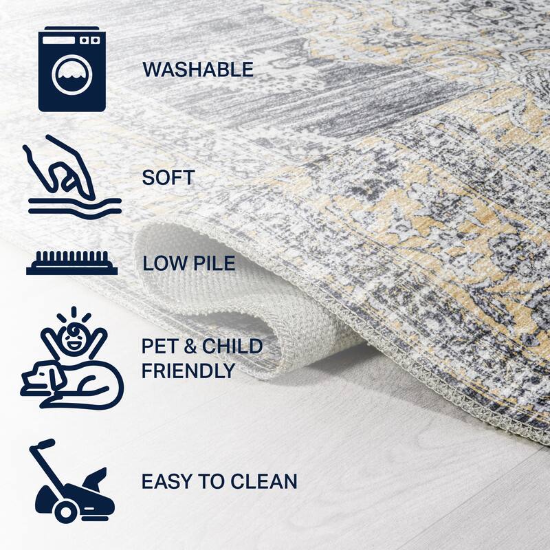 JONATHAN Y Wincer Bohemian Distressed Chenille Machine-Washable Area Rug
