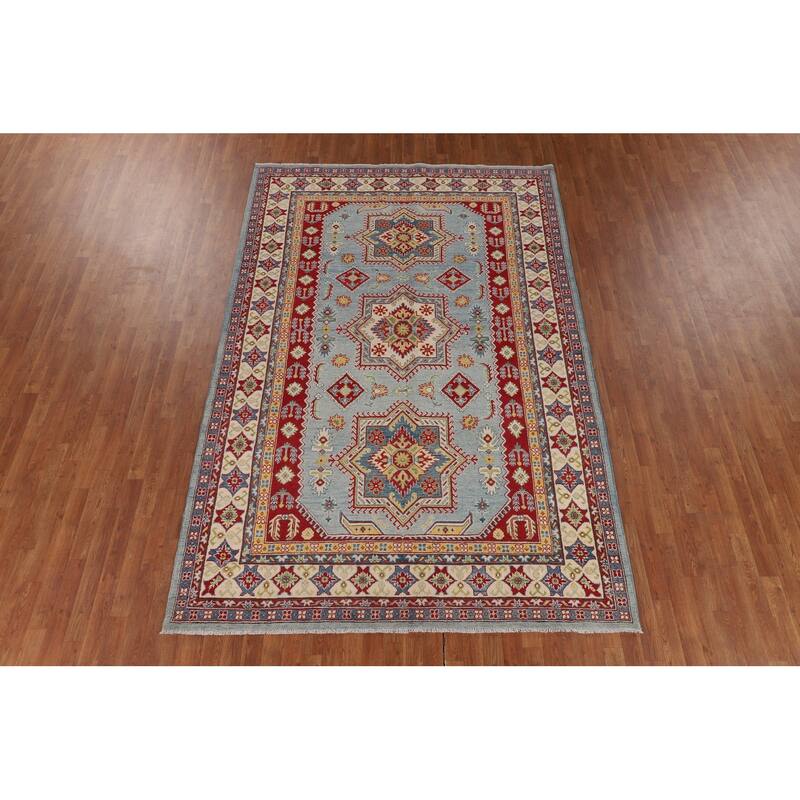 Blue Kazak Oriental Area Rug Hand-Knotted Living Room Wool Carpet - 6'9" x 10'2"