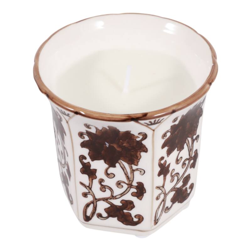 Modern Chinoiserie Ceramic Candle - Lavender Verbena Scented - 4.0"