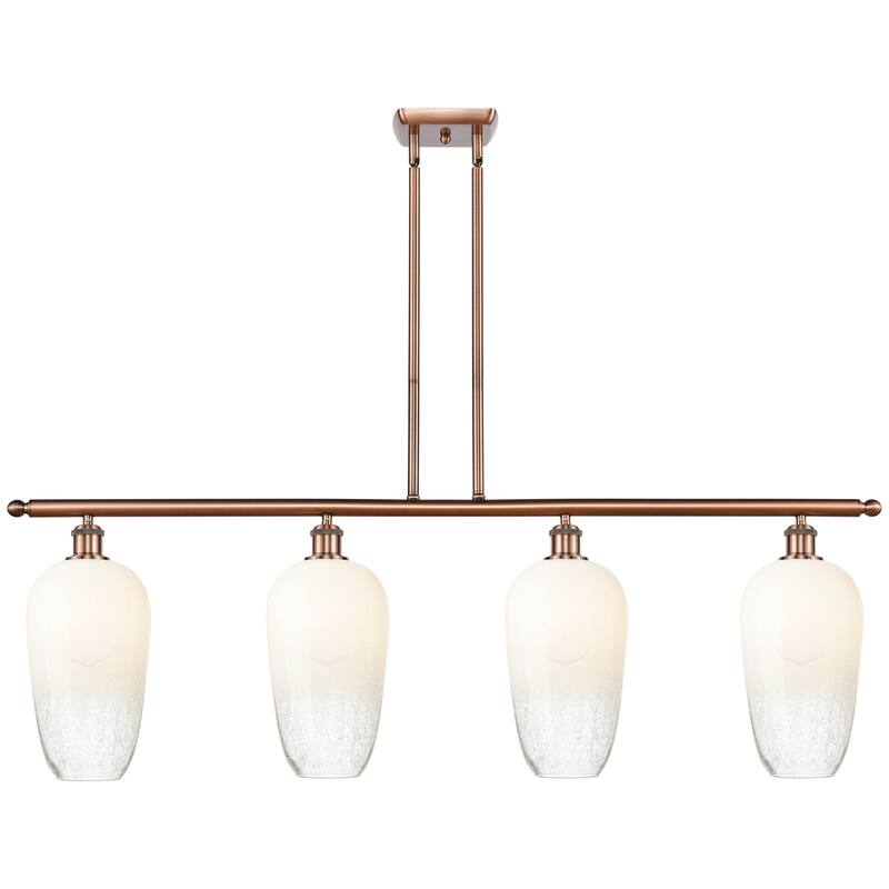 Innovations Lighting Endless Possibilities Ballston - Brookhaven Flute - 4 Light 48" Stem Hung Island Light - Antique Copper/Opal